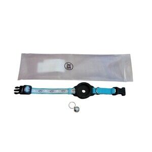 XS Reflective Air Tag Aqua Pet Dog Cat Collar w/ Optional Silver Bell NEW